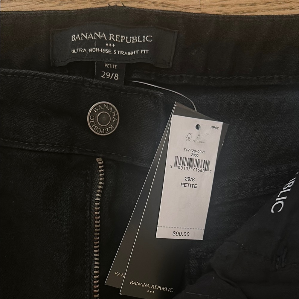 Banana Republic Black High-Rise Straight Fit Pants